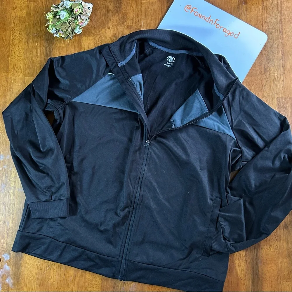 Men’s Black Full-Zip Track Jacket | Athletic Works | XL | Lightweight Athletic